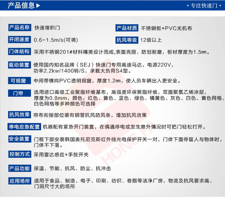 快速堆積門產(chǎn)品信息